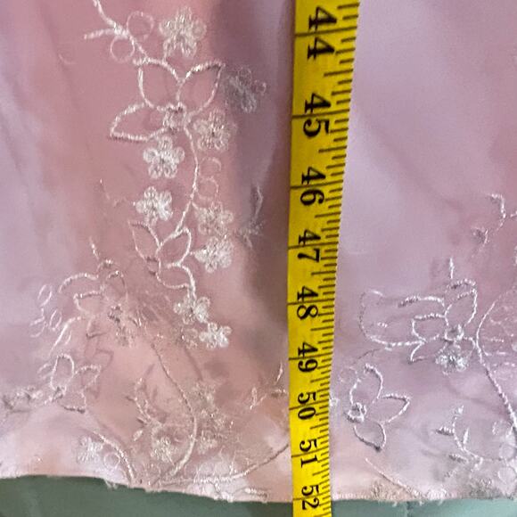 Vintage 90s Y2K Romantic Pink Maxi Formal Dress Beaded Layered Satin Gown SMALL - Picture 14 of 14